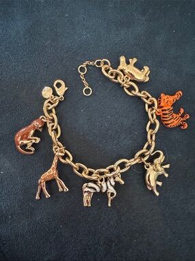 Gold- plated Safari Animal Charm Bracelet - jcrew